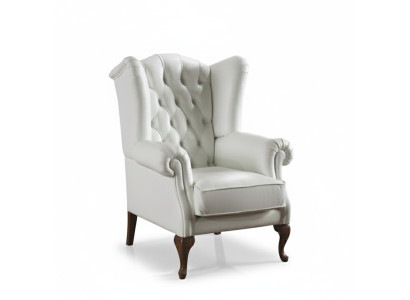 Wingback chair leather single-seater Chesterfield couch sofa upholstery furniture new