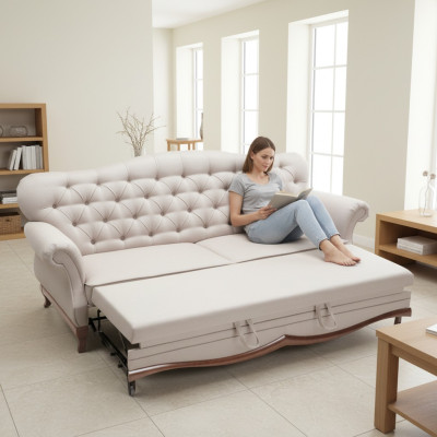 Chesterfield sofa bed sofa with bed function three-seater couch textile