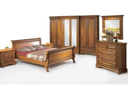 Bedroom bed nightstand dresser wardrobe luxury set 6 pieces.