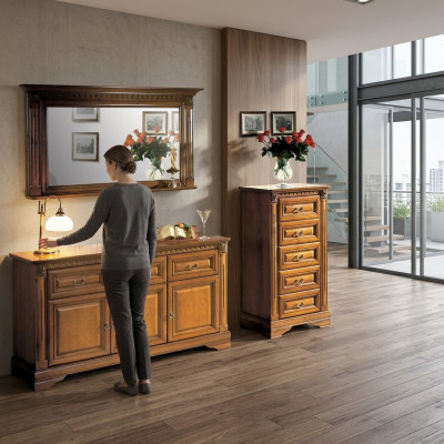 Dresser 160cm with Mirror Country House Style Furniture Dressers Sideboard Wood