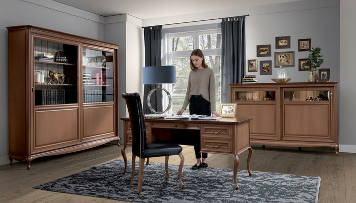 Office furniture shelf desk chest of drawers armchair cabinet complete 4-piece set.
