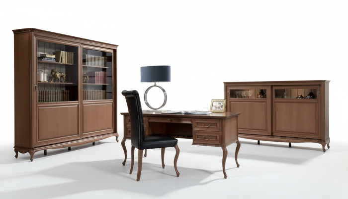 Office furniture shelf desk chest of drawers armchair cabinet complete 4-piece set.