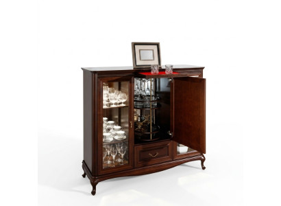 House bar cabinet sideboard with rotating bottle cabinet display case wood