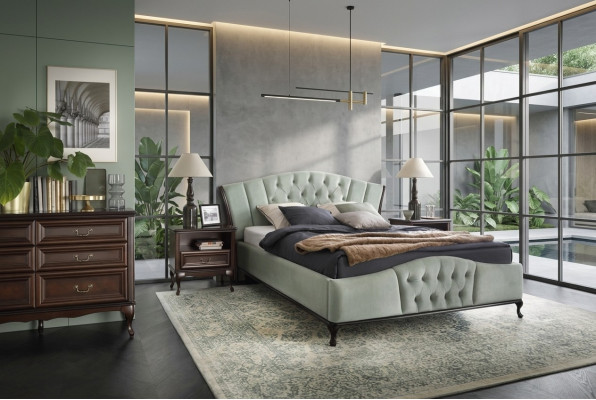 Green Chesterfield bed with wood bedroom furniture beds royal