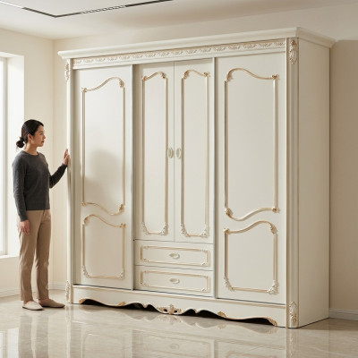 Classic wardrobe furniture wood cabinets bedroom white wood