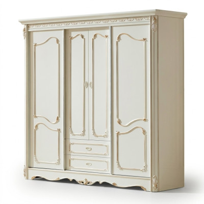 Classic wardrobe furniture wood cabinets bedroom white wood