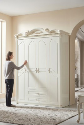 Classic wardrobe closet white cabinets bedroom wood new