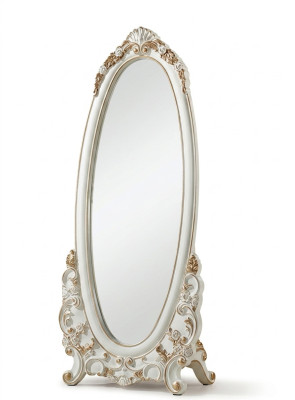 Full-length mirror, mirror, body size, classic standing mirror, wood, white