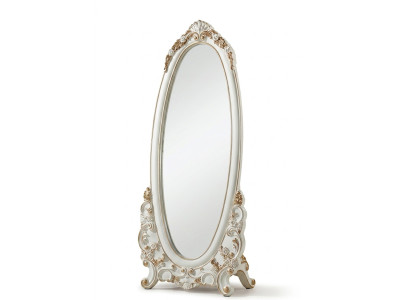 Full-length mirror, mirror, body size, classic standing mirror, wood, white