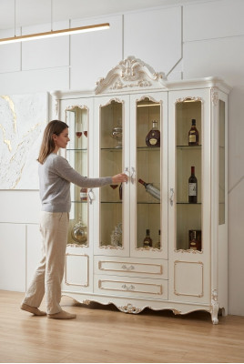 Display cabinets vitrines wood luxury living room furniture cabinet baroque