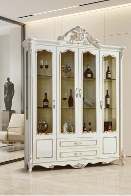 Display cabinets vitrines wood luxury living room furniture cabinet baroque