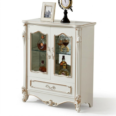 Showcase Display Cabinet Wood Cabinet Glass Cabinets Color White Furniture Luxury