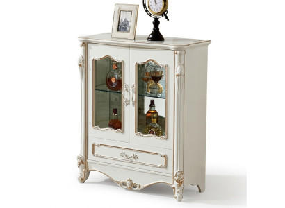 Showcase Display Cabinet Wood Cabinet Glass Cabinets Color White Furniture Luxury