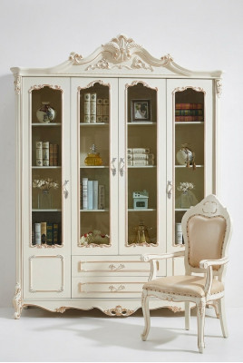 Bookshelf style Art Deco cabinet display case white furniture cabinets shelf wood