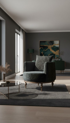Round chair luxury upholstery design textile 1-seater furniture furniture
