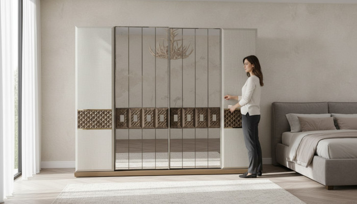 Wardrobe Wood Closet Bedroom Furniture Design Cabinets Gray Italy