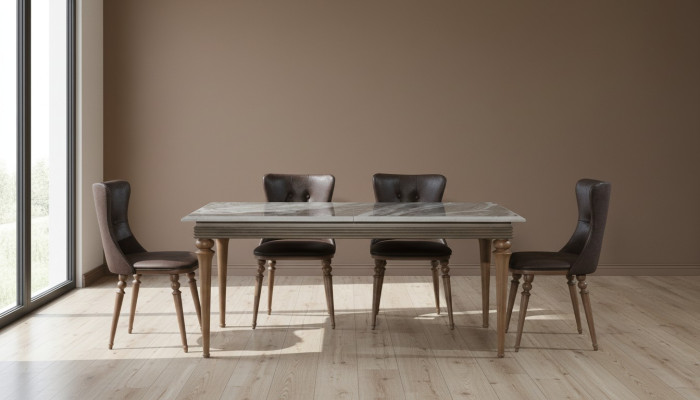 Complete Set Dining Table 4x Chairs Dining Room Set Dining Wood Table 4 Piece Set