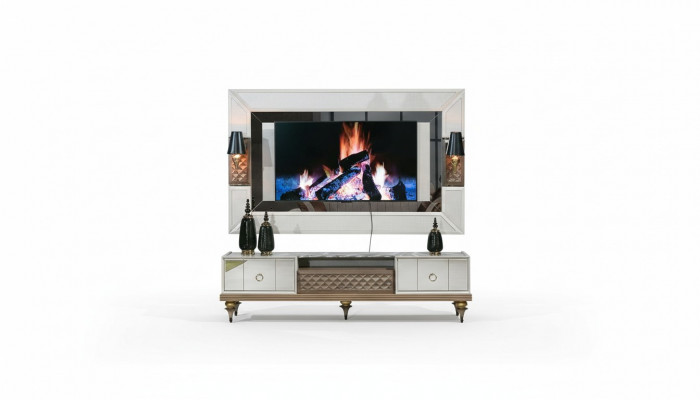 Wall unit set rtv tv stand lowboard table wood luxury xxl cabinet