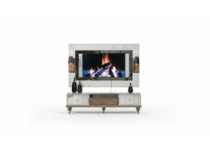 Wall unit set rtv tv stand lowboard table wood luxury xxl cabinet