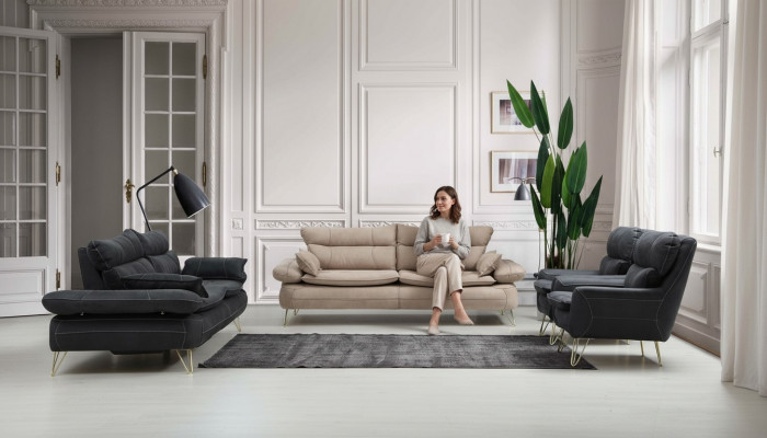 Sofa set 3+3+1+1 seater set black sofa armchair sofas set 4-piece