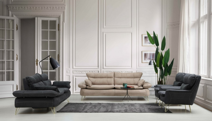 Sofa set 3+3+1+1 seater set black sofa armchair sofas set 4-piece