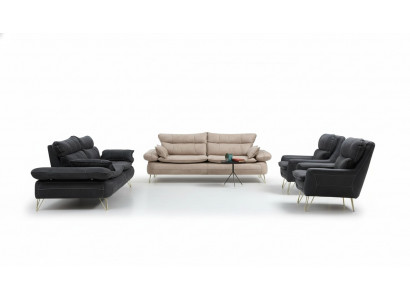 Sofa set 3+3+1+1 seater set black sofa armchair sofas set 4-piece