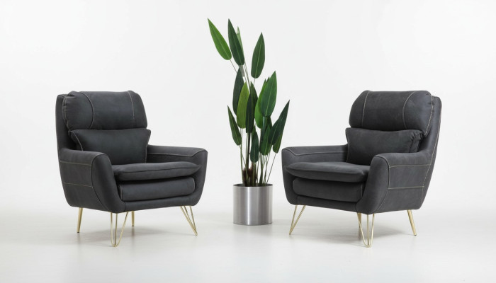 Chair Seat Sitter Design Living Room Upholstery Luxury Black Waiting Room