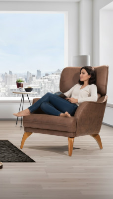 Luxury Single-Seater Armchair Couch Upholstered Furniture Chesterfield Design Sofa Leather