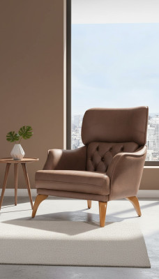 Luxury Single-Seater Armchair Couch Upholstered Furniture Chesterfield Design Sofa Leather