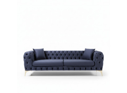 Three-seater Sofa Luxury Chesterfield 3-Seater Couches Blue Sofas Velvet New Couch