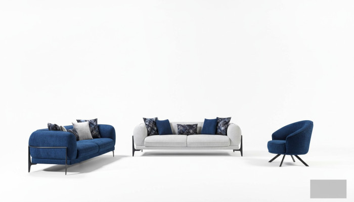 Luxury Sofa Set 3+3+1 Seat Leather Modern Sofa Armchair Blue Sofa Set 3-piece New