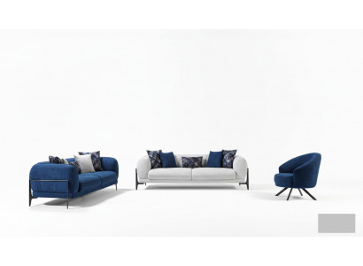 Luxury Sofa Set 3+3+1 Seat Leather Modern Sofa Armchair Blue Sofa Set 3-piece New