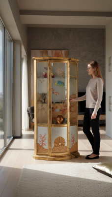 Classic glass wood cabinet display luxury furniture gold sideboard Italy