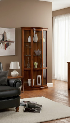 Classic Brown Vitrine French Style Furniture Dresser Sideboard Glass Cabinet