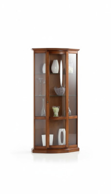 Classic Brown Vitrine French Style Furniture Dresser Sideboard Glass Cabinet