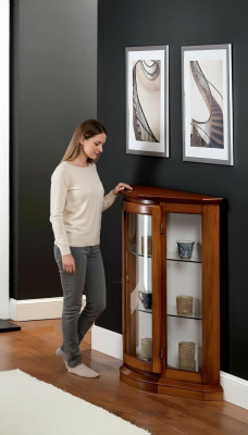 Display Cabinet Glass Cupboard Brown Showcase Living Room Wood Sideboard Luxury Furniture New