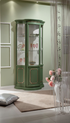 Half Cabinet Display Glass Cabinet Showcase Wood Living Room Luxury Green Sideboard