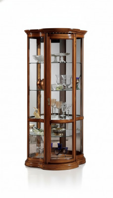 Display glass cabinet brown showcase living room wood sideboard luxury furniture Italy
