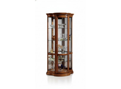 Display glass cabinet brown showcase living room wood sideboard luxury furniture Italy