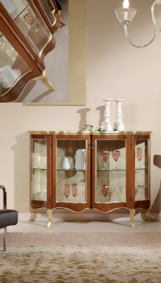 Glass cabinet chest luxury sideboard cupboards brown Italian furniture
