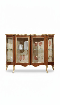 Glass cabinet chest luxury sideboard cupboards brown Italian furniture
