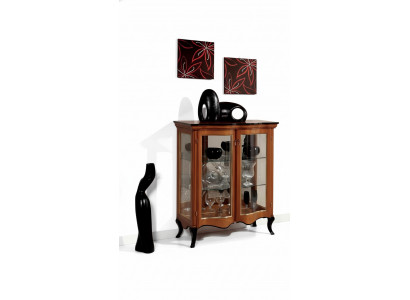 Classic glass display cabinet wooden living room luxury brown sideboard