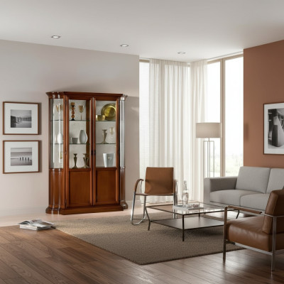 Luxury Wood Showcase Sideboard Design Cabinets Brown Italian Furniture Wardrobe New