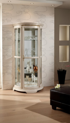Classic display glass cabinet showcase wood living room luxury brown new sideboard