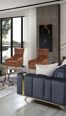 Armchair Single-Seater Luxury Upholstery Furniture Living Room Brown Armchair Textile Lounge New