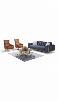 Armchair Single-Seater Luxury Upholstery Furniture Living Room Brown Armchair Textile Lounge New