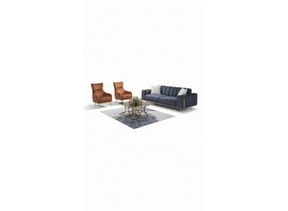 Armchair Single-Seater Luxury Upholstery Furniture Living Room Brown Armchair Textile Lounge New