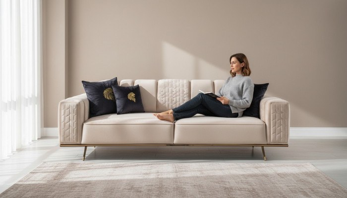 Modern sofa 4 seat design living room upholstery wood upholstery modern luxury