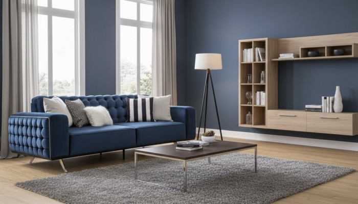 Classic Chesterfield Three-Seater Furniture Sofa Luxury Couches Blue 3-Seater Sofas