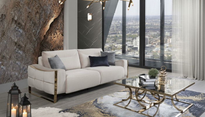 Classic Sofa 3-Seater Design Living Room Upholstery Wood Upholstery Modern Luxury White